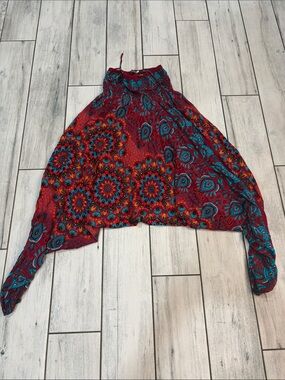 Boho Floral Print Smocked Waist drop crouch pant